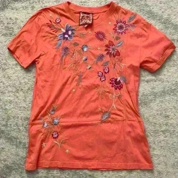 Johnny Was PHOEBE SHORT SLEEVE SEAMED RELAXED TEE - Picture 3 of 7